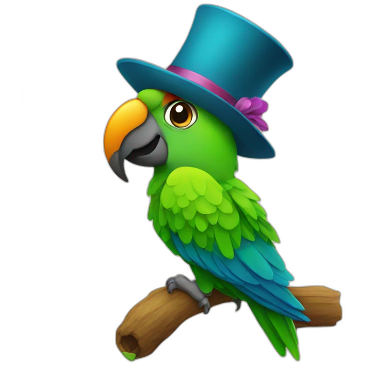 parrot with hat emoji