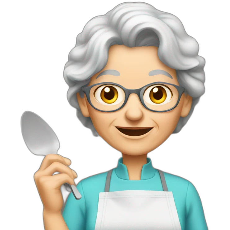 Brunette Granny coocking eat emoji