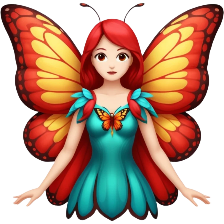 nature spirit woman dressed as butterfly herald red, wing sleeves spread emoji