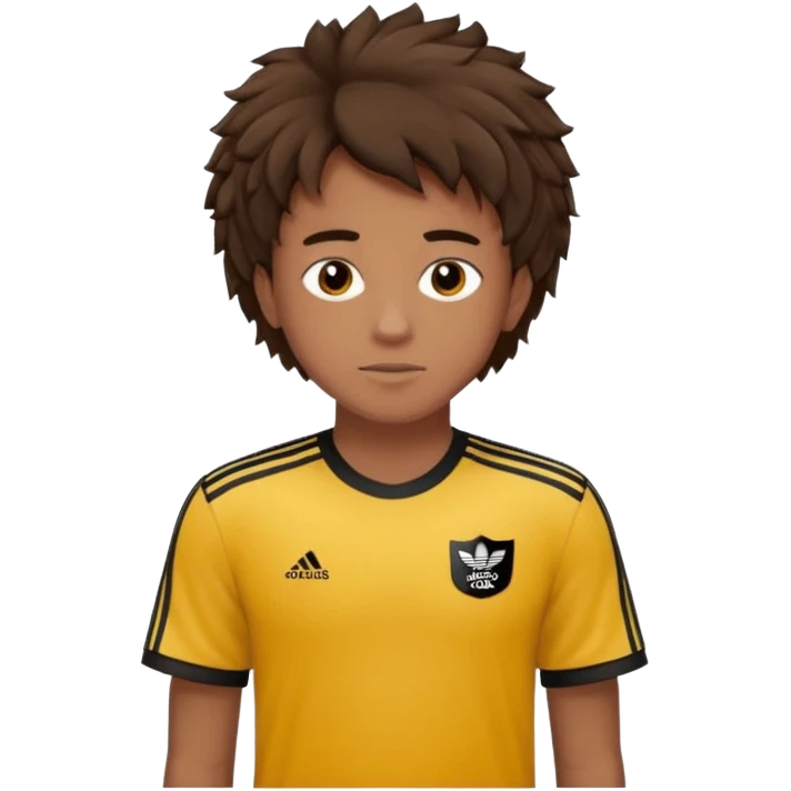 Crie um emoji de um menino com o cabelo castanho claro com uma franja reta e o corte low fade zumbi blusa de gola alta da adidas emoji