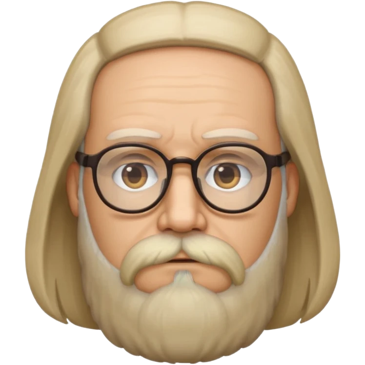 Mendeleev emoji portrait with beard, glasses, serious look emoji