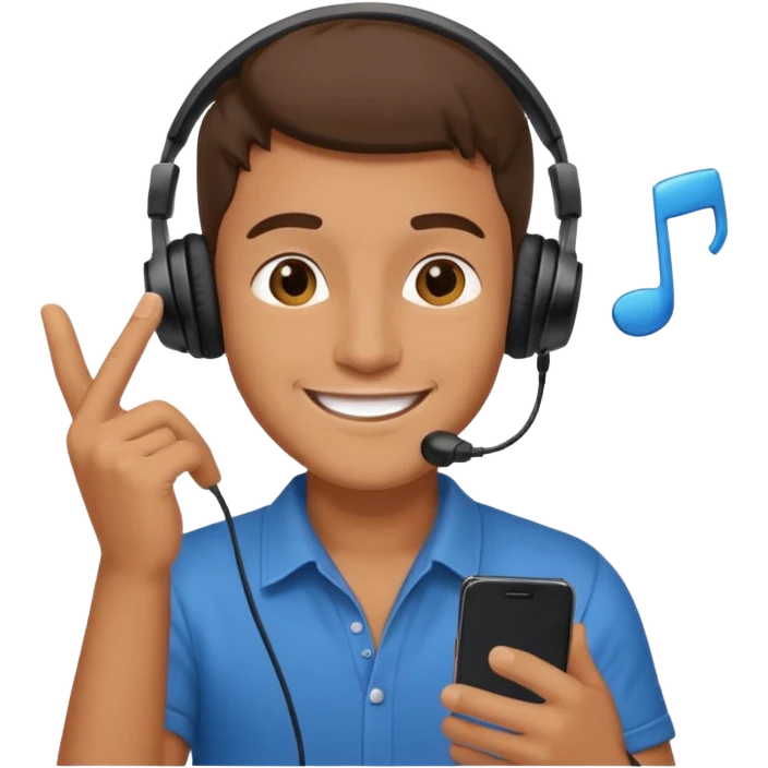 guy listening to music with earphone and phone in hand emoji