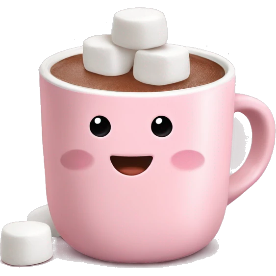 Light Pink mug of hot chocolate with marshmallows  emoji