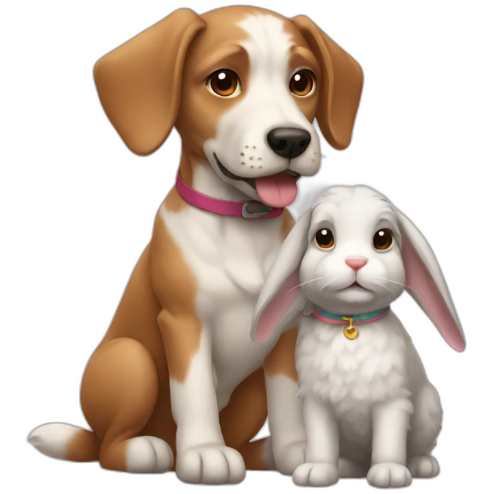 Dog with a pet bunny emoji