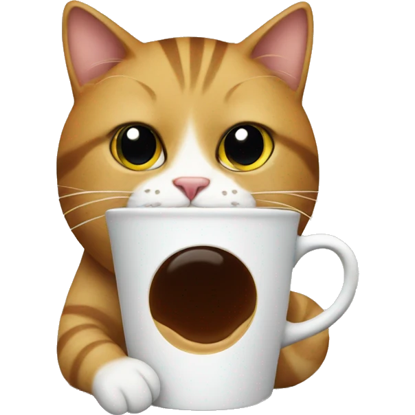 Cat holding a coffee emoji