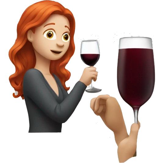 Redhead drinking wine emoji