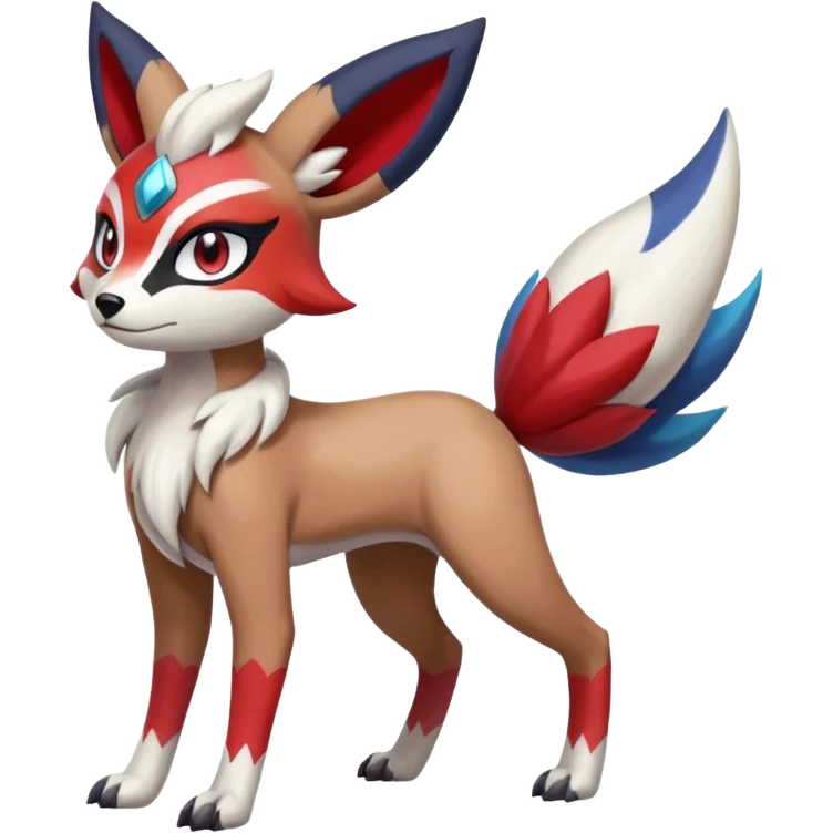 Colorful Skilled Adept Graceful Asian Painted Meloetta-Lycanroc-Absol-Zangoose-fusion-hybrid-creature (full body) emoji