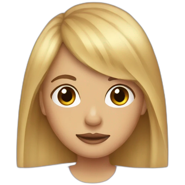 Brown long hair blonde girl with curtain bangs emoji