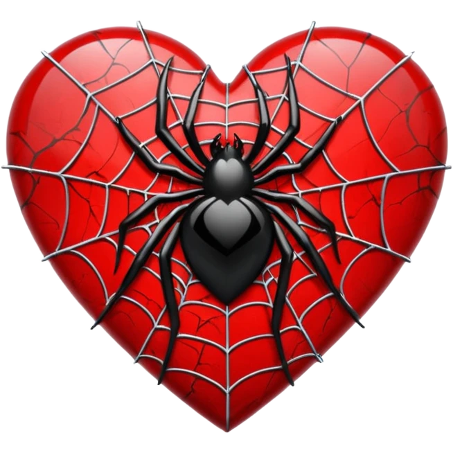 emo heart with a spiderweb emoji