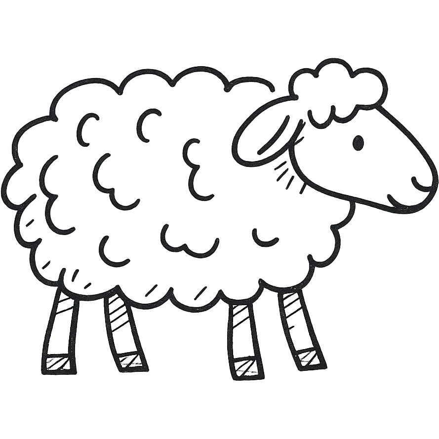 hand-drawn outlined sheep icon emoji