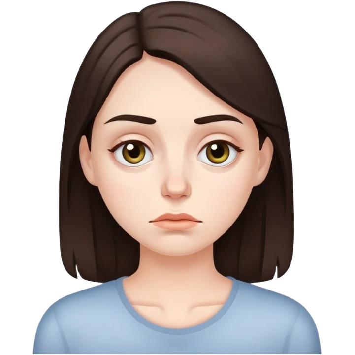 tired brunette woman with dark circles under eyes emoji