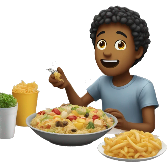 boy enjoying food indoors emoji
