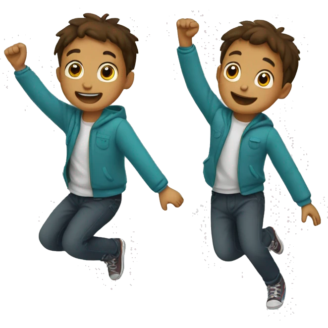 child is jumping with his arms up and legs down  emoji