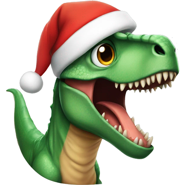 dinosaur with santa hat emoji