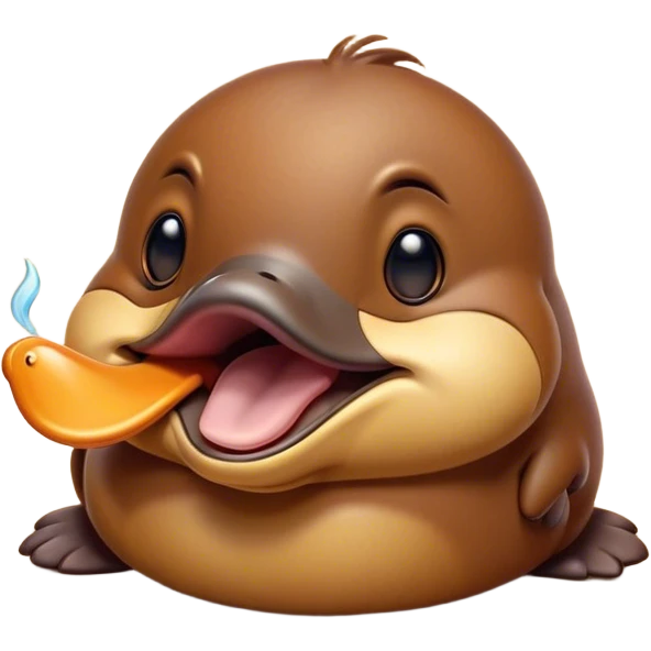 Cinematic Cute Yawning Platypus Portrait Emoji, Head tilted slightly with a dramatic, wide-open yawn, showcasing a soft, textured brown fur with a relaxed duckbill and droopy eyes in drowsy contentment, Simplified yet irresistibly adorable features, highly detailed, glowing with a soft, cozy glow, high shine, relaxed yet expressive, stylized with a touch of quirky charm, bright and endearing, soft glowing outline, capturing the essence of a sleepy yet affectionate platypus, so drowsy it feels like it could float out of the screen and curl up for a nap! emoji