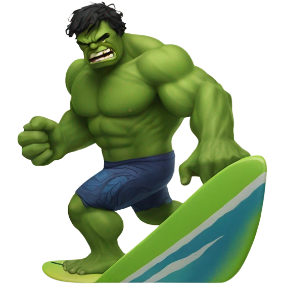 Surfing hulk emoji