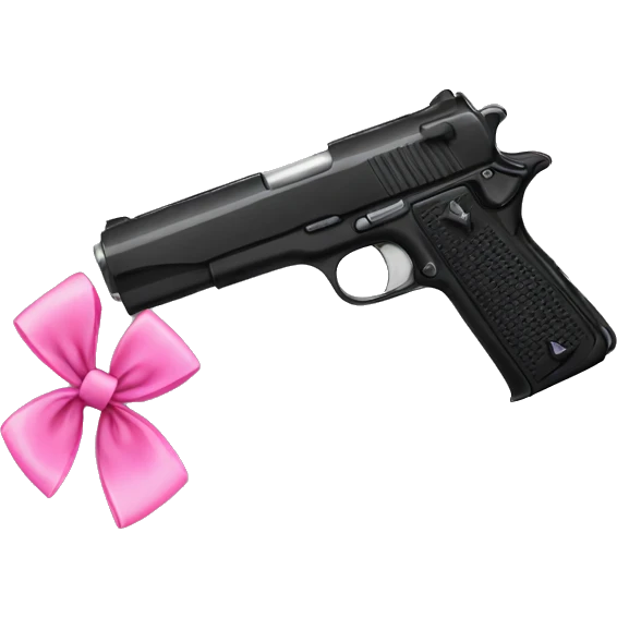 black gun with a pink bow emoji