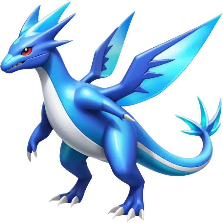 Shiny Colorful Exotic Futuristic Latios-Latias-Salamence-Salandit-Zekrom-Dialga-Amaura-Palkia-fusion-Fakémon-Pokémon-creature (Full body) emoji