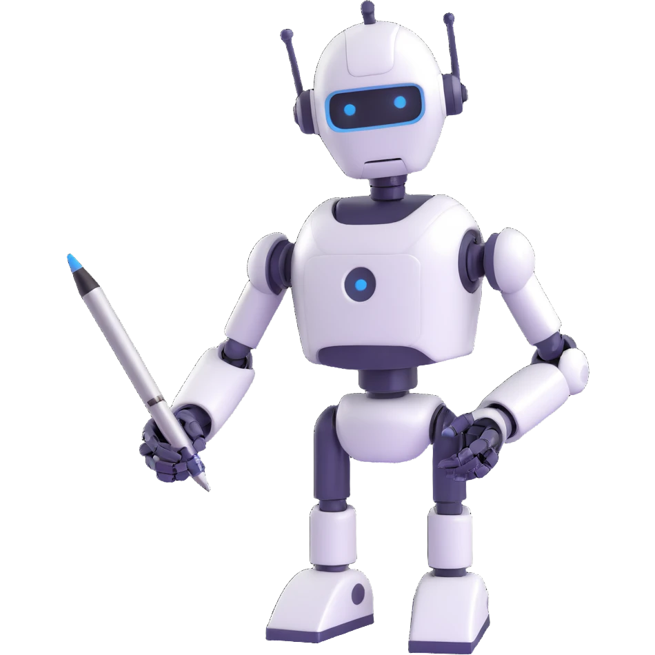 robot holding a pen emoji