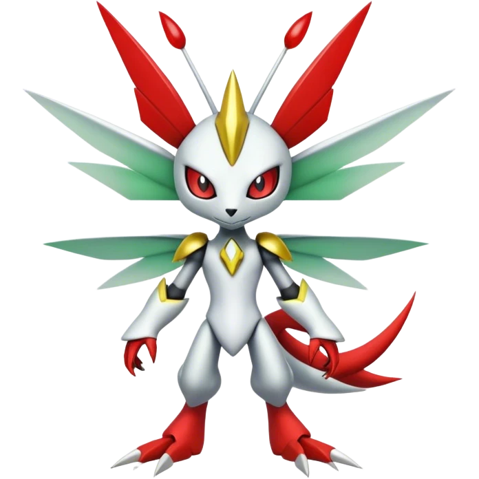 Cute Cool Edgy Shiny Ethereal Legendary Kartana-Digimon-Scizor-hybrid full body emoji