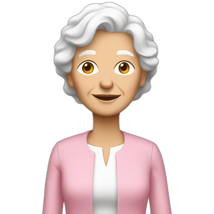white old woman in pink monochrome outfit emoji