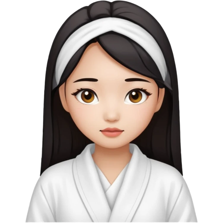 girl aesthetic emoji, asian beautiful make up white Bathrobe emoji