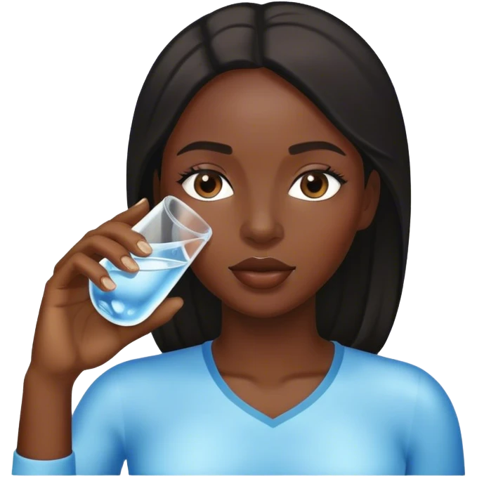 Black lady drinking water emoji