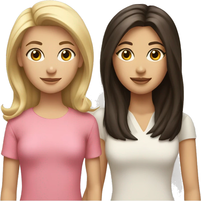 short hair blonde mother and long brunette hair daughter  emoji