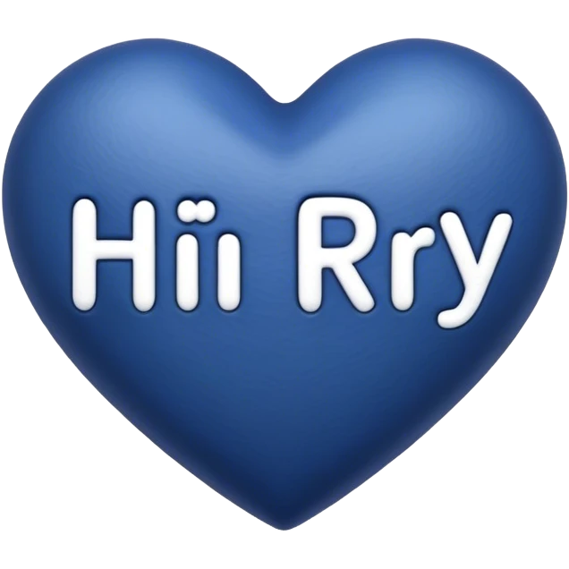 Dark blue heart with the words Hi Ry in the middle  emoji