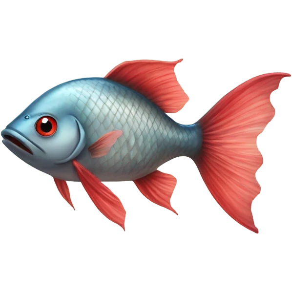 Fish with big pursing red lips and long eyelashes emoji