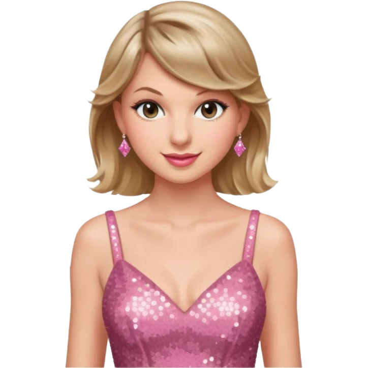 Taylor Swift smile in a sparkling pink dress emoji