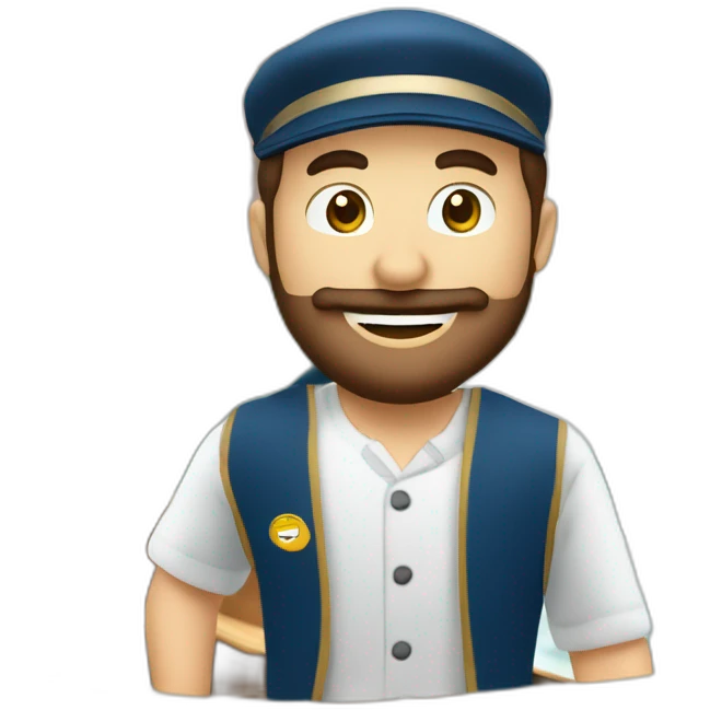 Ein Vaporetto Fahrer auf einer Gondel in Venedig emoji