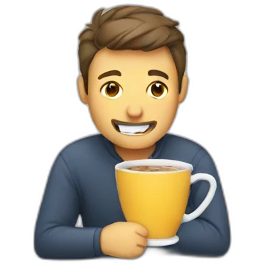 man drinking cat sitting in a cup emoji