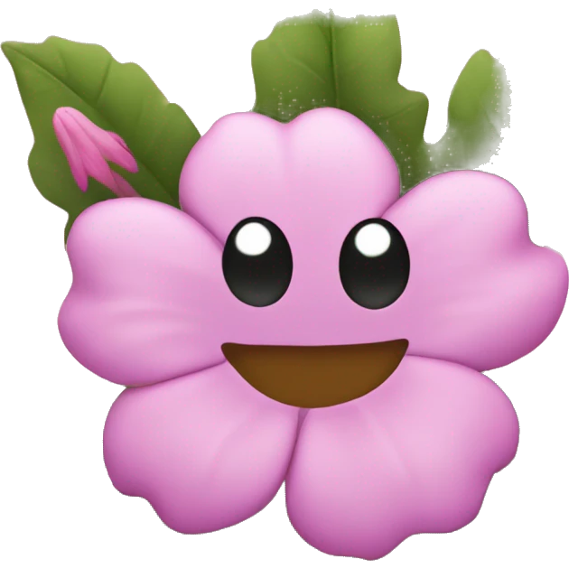 A bog with a pink flower emoji