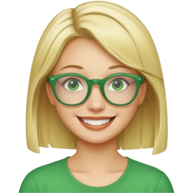 give her blond hair and green glasses emoji