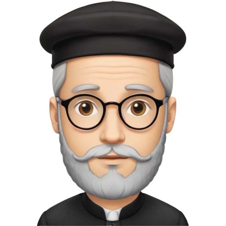 Jewish man with stereotypical features, beard, glasses, black hat, payot, wearing a kippah emoji