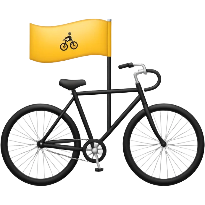 Create a Telugu Desam Party (TDP) flag emoji: bright solid yellow background, simple black bicycle icon in the center. Flat emoji style, bold colors, clean edges, no text, no gradients, no shadows. Square 1:1 ratio, transparent background, minimal and clear like a system emoji. emoji