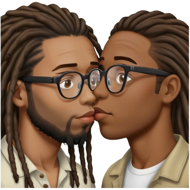 black guy with dreads and glasses kissing filipino emoji