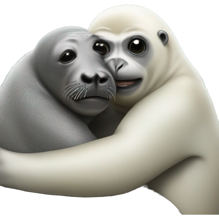 seal hugging ape emoji