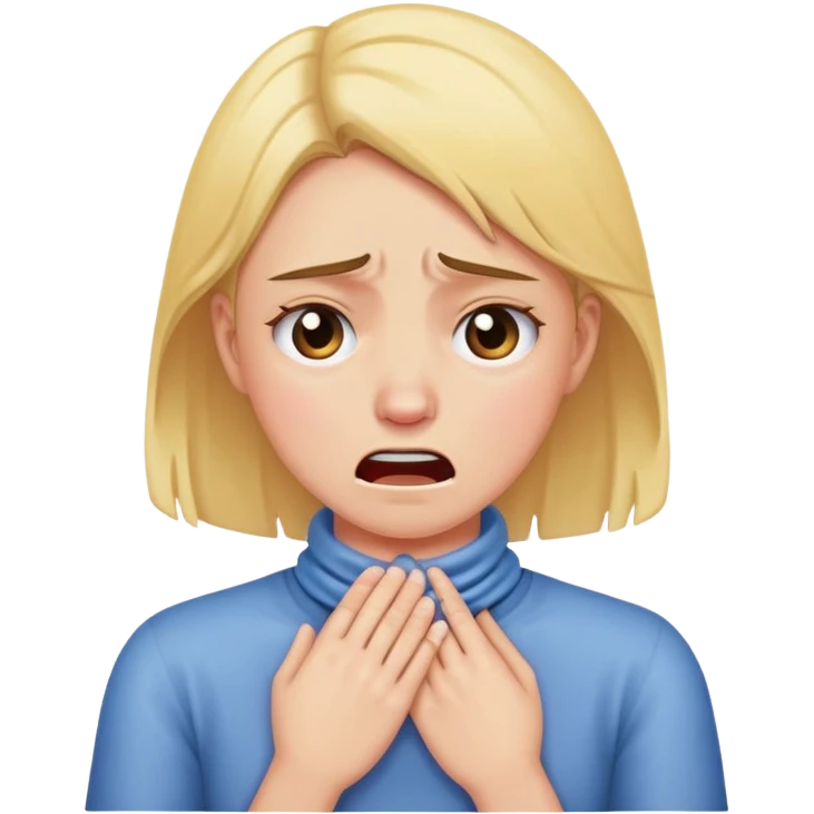 A girl holding her neck and is about to start crying because she’s mad emoji