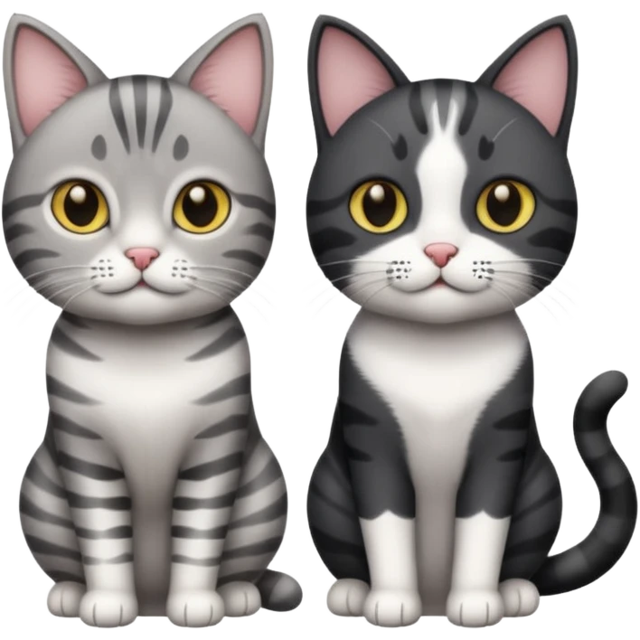 Gato gris atigrado y gato blanco con negro  emoji