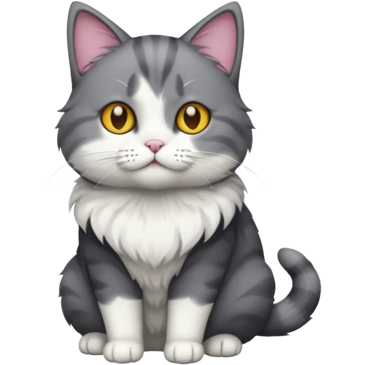 full body large short hair dark grey and white cat emoji