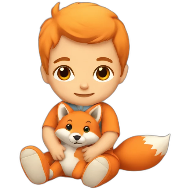 Baby boy with fox plush emoji