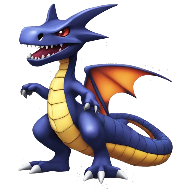 Cool Edgy Seviper-Garchomp-Gabite Fakémon Digimon with Edgy markings, full body, outlined emoji