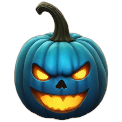 Bluefire Pumpkin head with demon eyes emoji