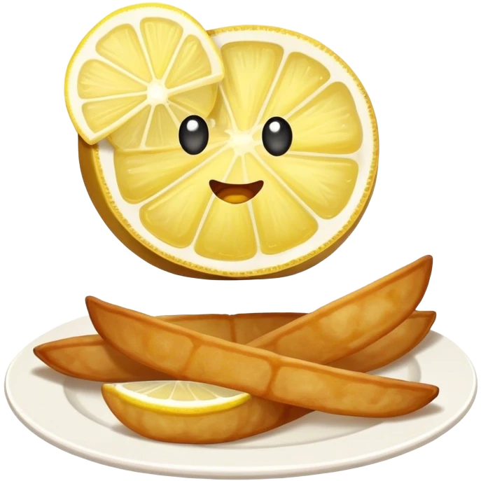 Fried kalamari Greek snack with a slice of lemon on the side emoji