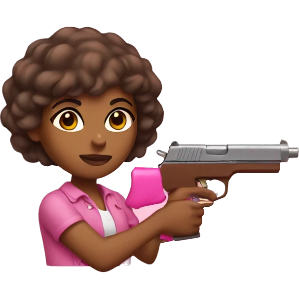 Brown Girl holding pink gun emoji