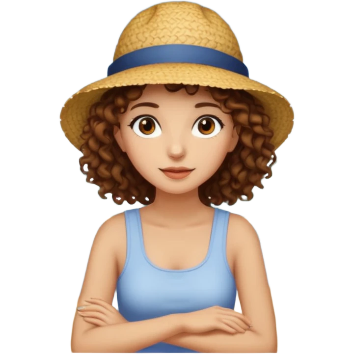 Sexy brown eyes, brown curly hair, white ethnicity half syren resting at shore of a lake in the forest emoji