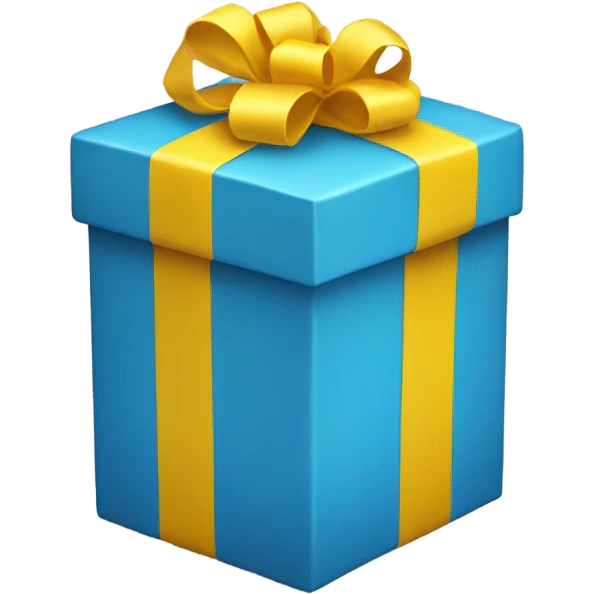 Blue tall gift with yellow stripe in the middle  emoji