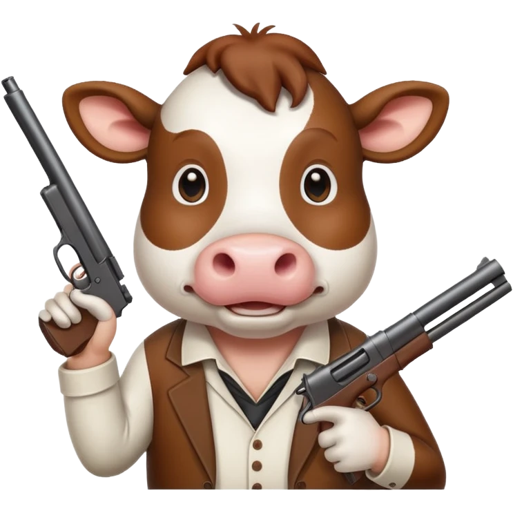 cute cow holding a gun emoji
